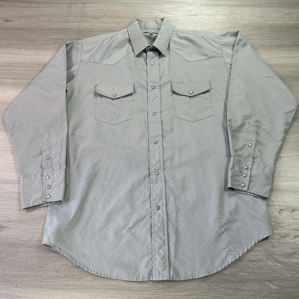 Roper Gold Collection Shirt Mens Large Gray Western Pearl Snap Long Sleeve Rodeo